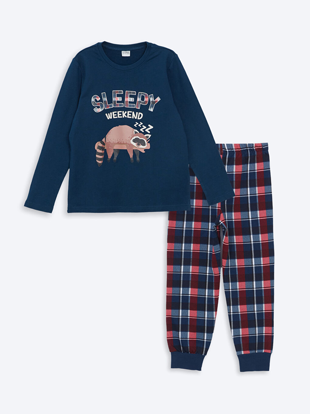 LCW Kids Lacivert Bisiklet Yaka Erkek Çocuk Pijama Takımı