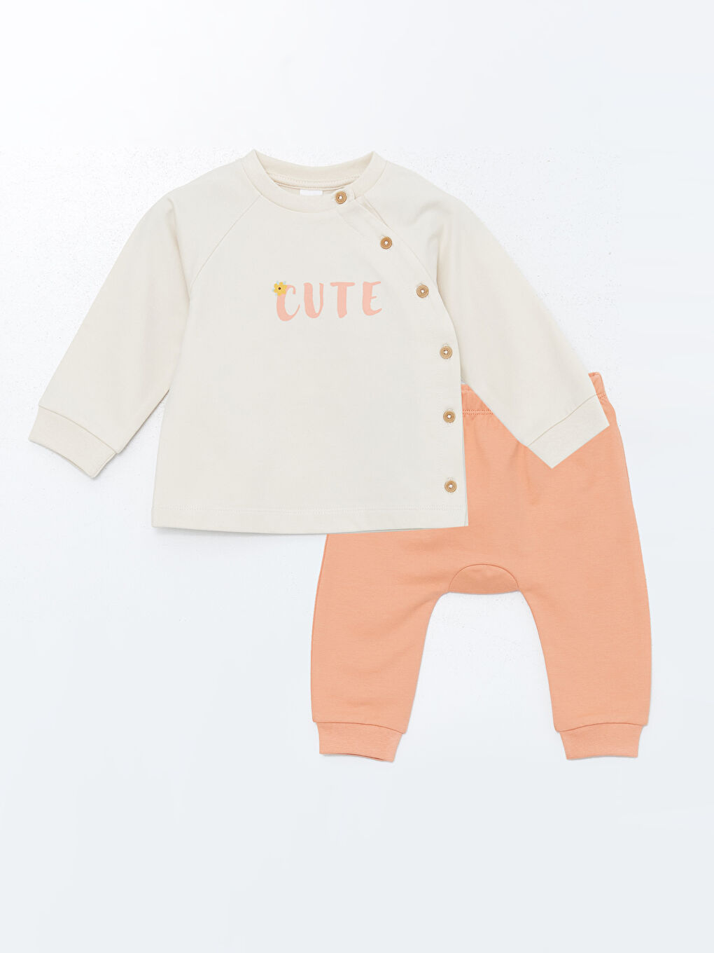 Crew Neck Printed Baby Girls Cardigan and Pants 2 Pack -W4FB70Z1-SEZ