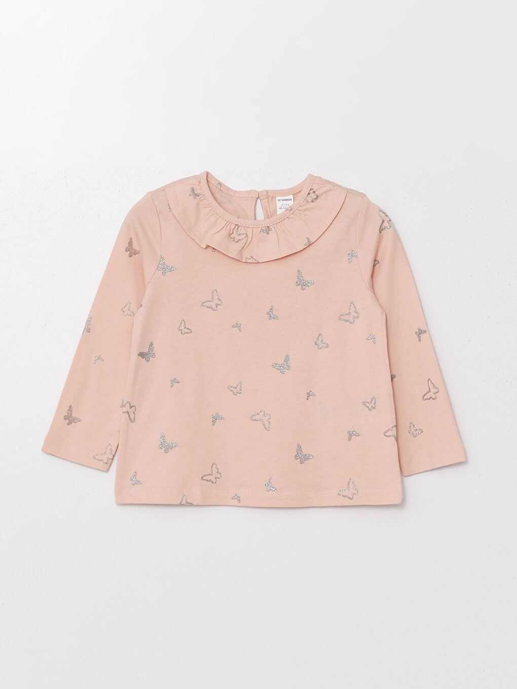 Mavi Bisiklet Yaka Uzun Kollu Baskılı Kız Çocuk Tişört 2'li-3