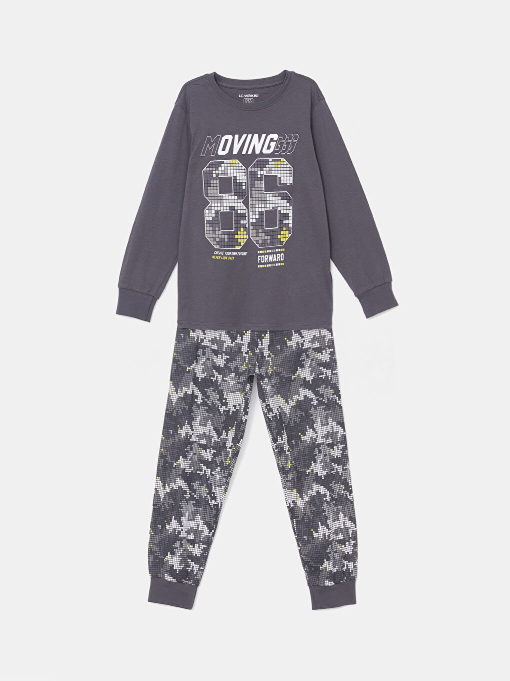 LCW Kids Gri Bisiklet Yaka Erkek Çocuk Pijama Takımı