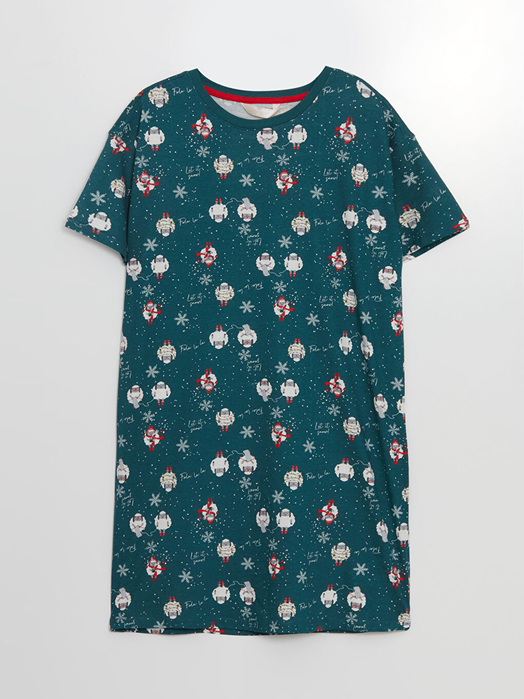 LCW DREAM Chemise de nuit à col rond à thème du Nouvel An à manches courtes pour Femmes -W4FC14Z8-LSY