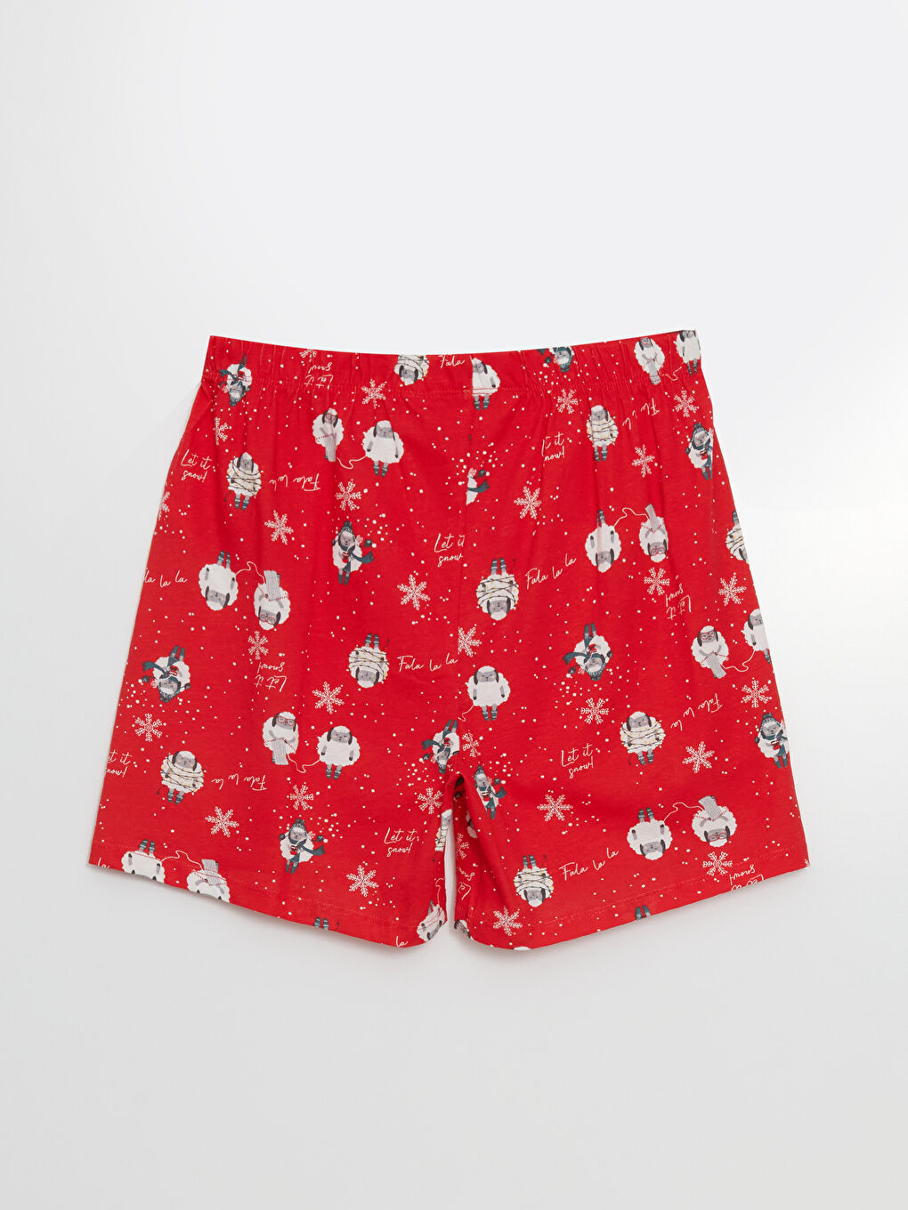 LCW DREAM Bisiklet Yaka Yılbaşı Temalı Kadın Şortlu Pijama Takımı -W4FC17Z8-LTP