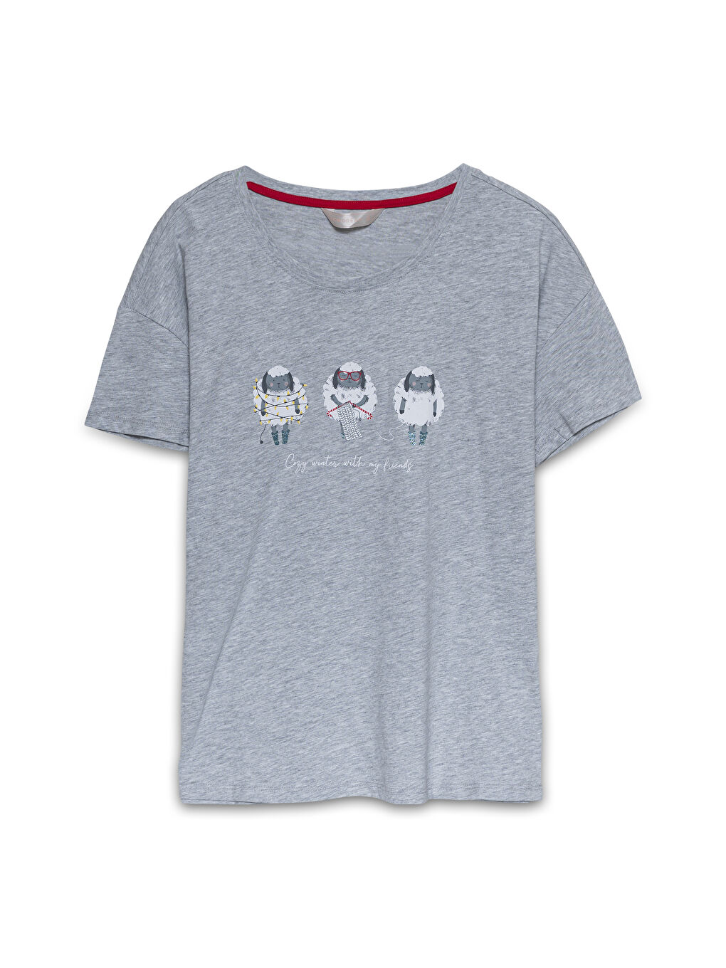 LCW DREAM Ensemble Pyjama Court à Thème de Noël Col Rond Manches Courtes pour Femmes -W4FC20Z8-LTP