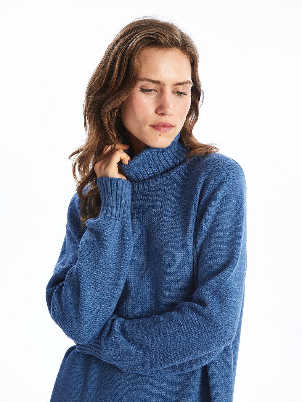 Robe en Tricot Oversize pour Femmes à Col Roulé-1