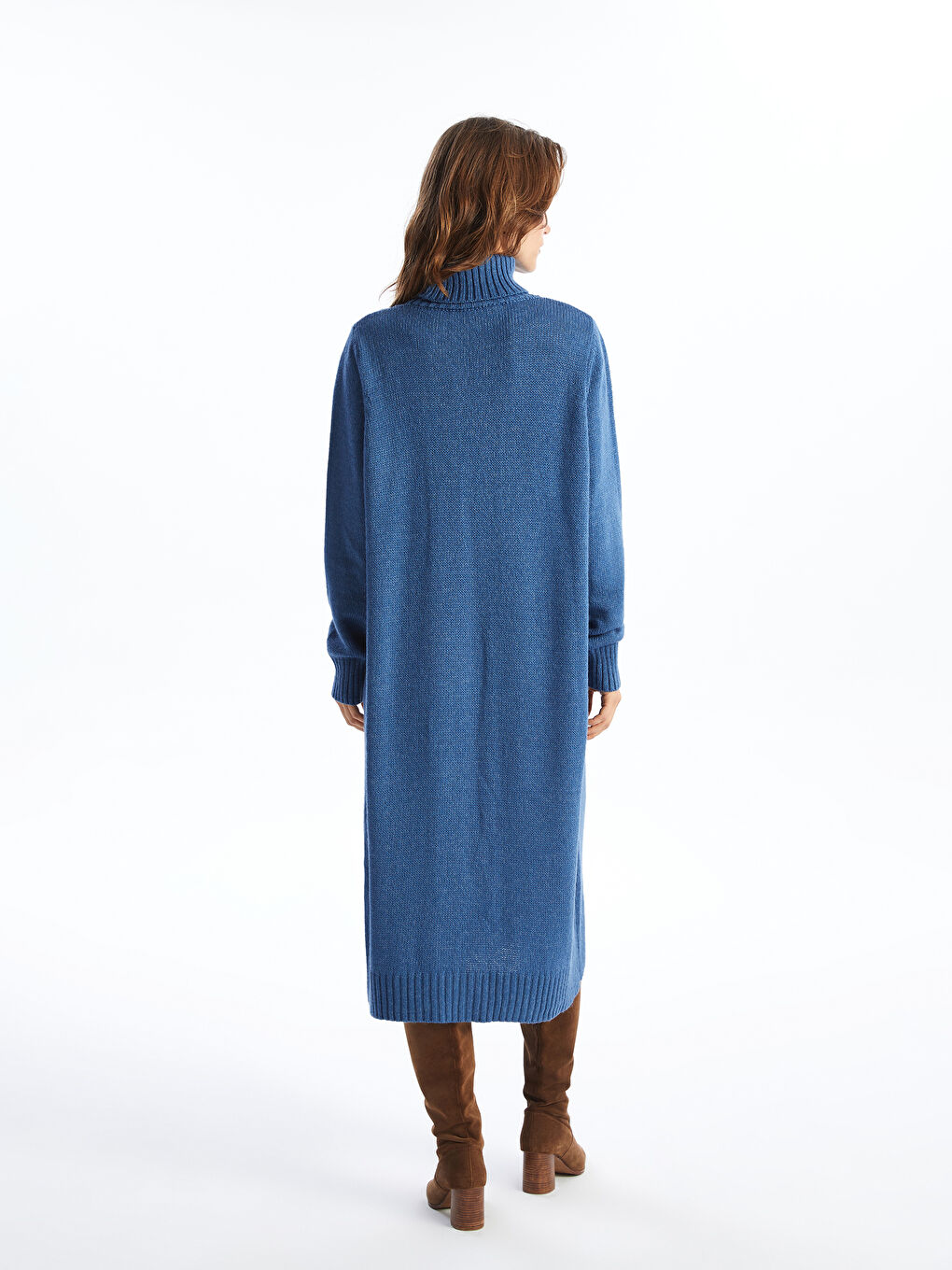 Robe en Tricot Oversize pour Femmes à Col Roulé-3