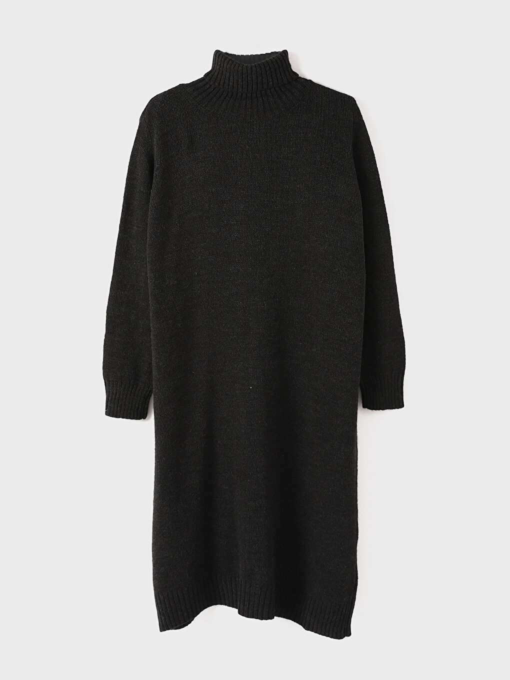 فستان تريكو أوفراسايز بياقة هاي نيك للسيدات-4