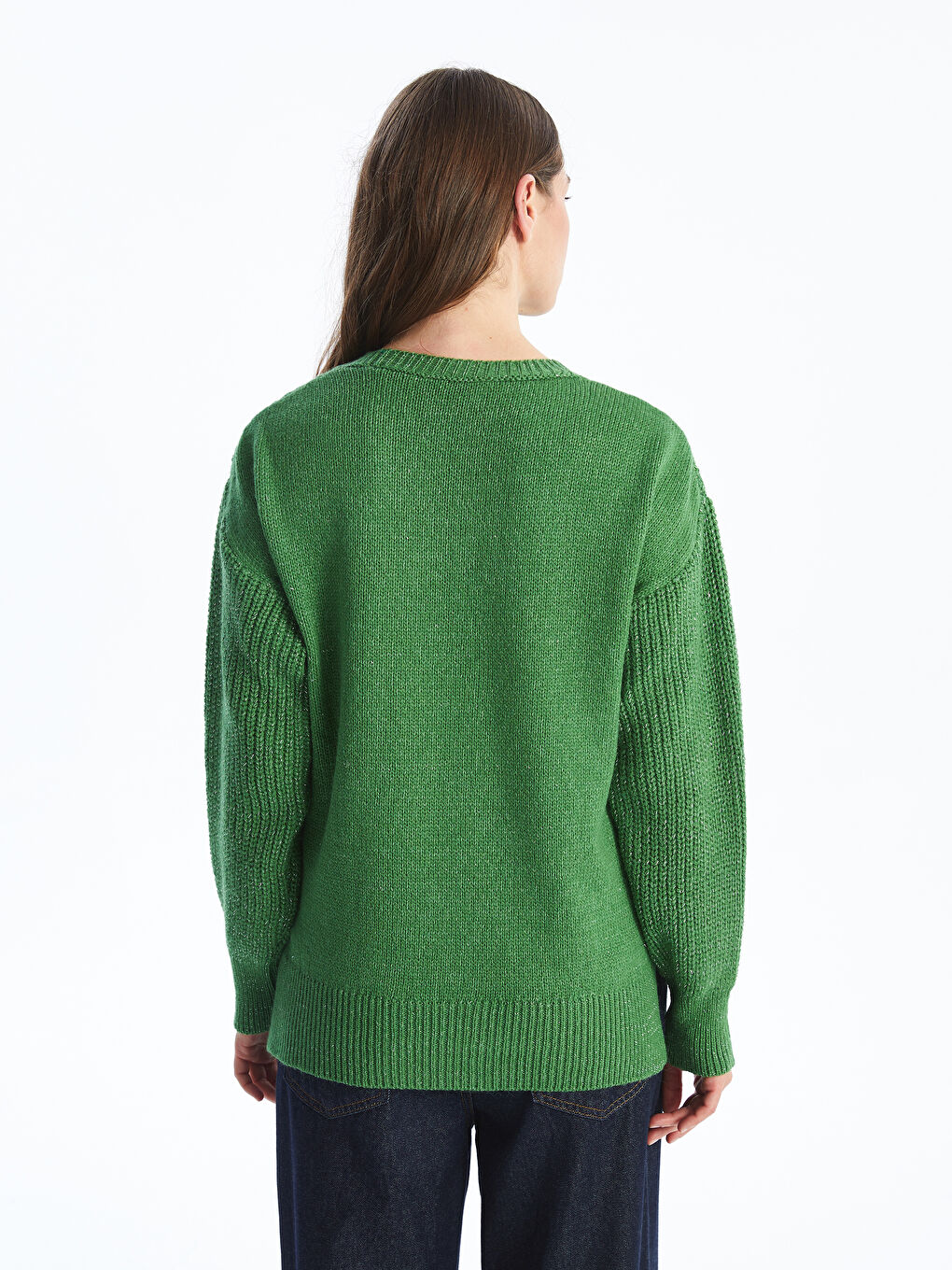Crew Neck Self-Patterned Women's Knitwear Sweater -W4FC28Z8-YKK