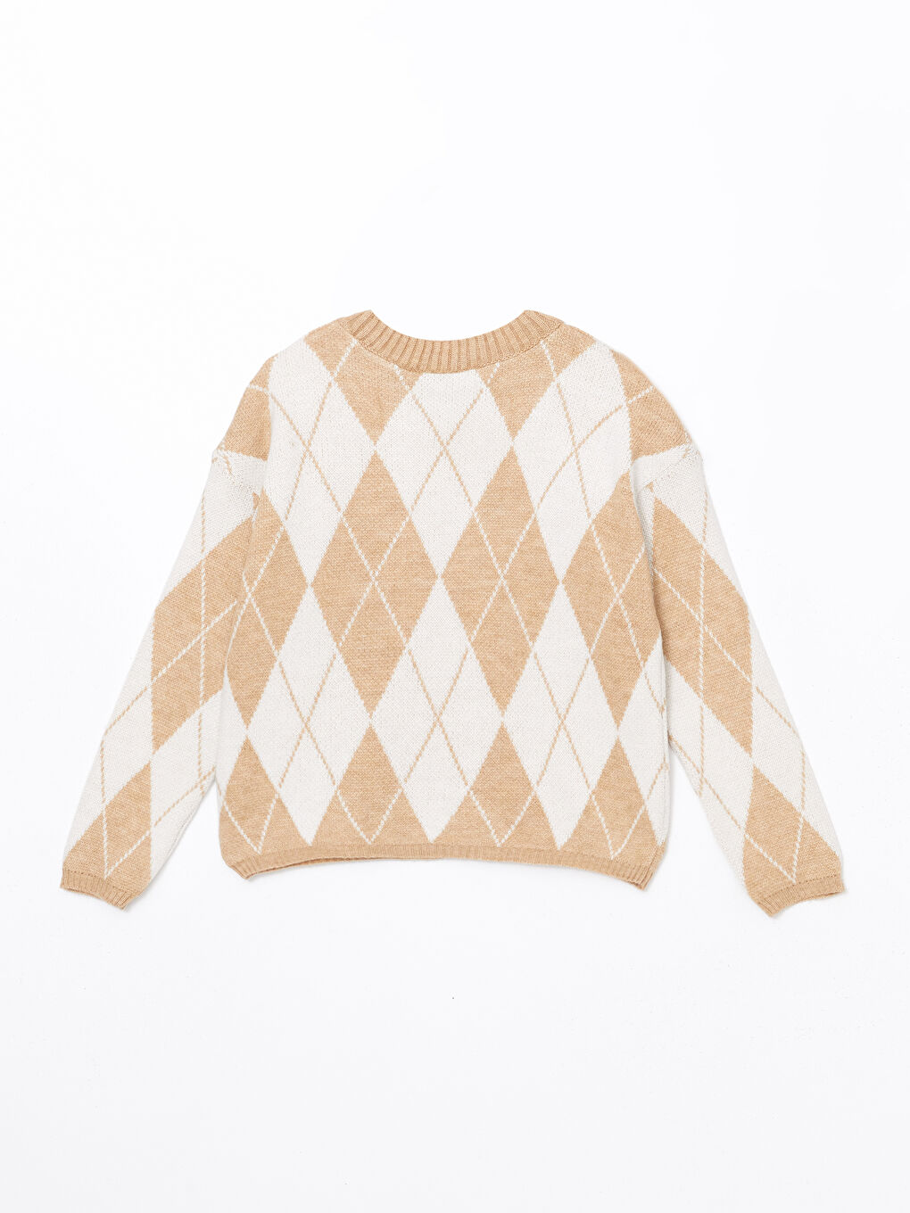 Bisiklet Yaka Baklava Desenli Kadın Triko Kazak-5