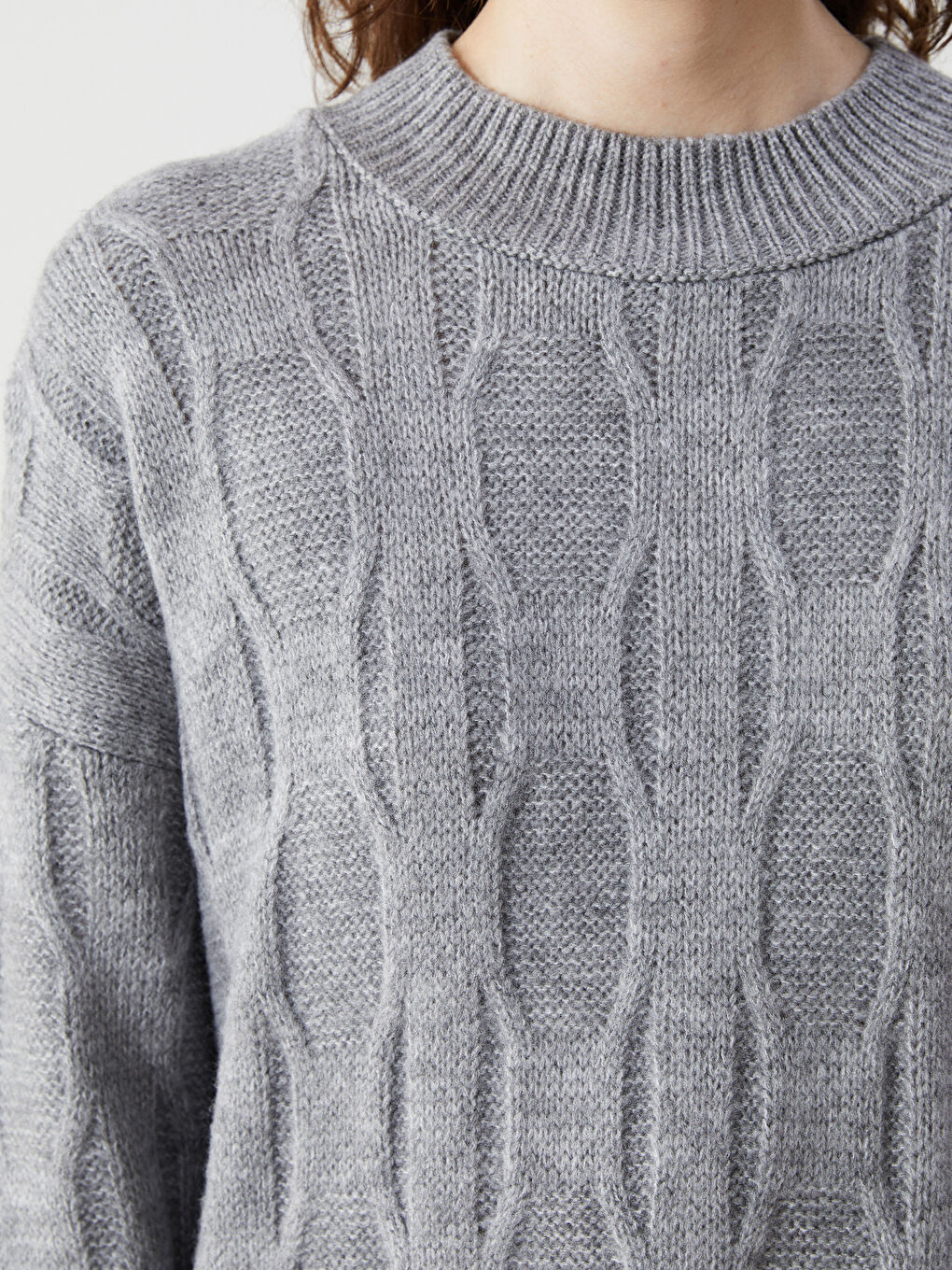 Half Turtleneck Self-Patterned Oversize Women's Knitwear Tunic -W4FC31Z8-L8N