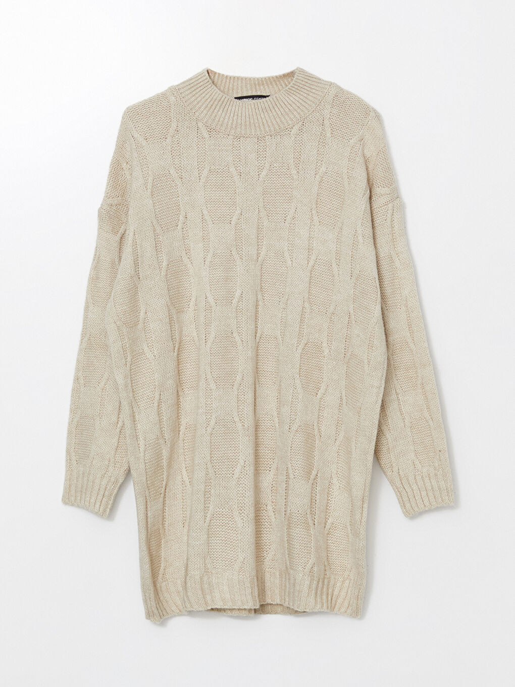 Half Turtleneck Self-Patterned Oversize Women's Knitwear Tunic-4