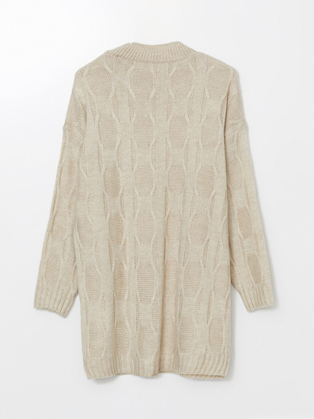 Half Turtleneck Self-Patterned Oversize Women's Knitwear Tunic-5