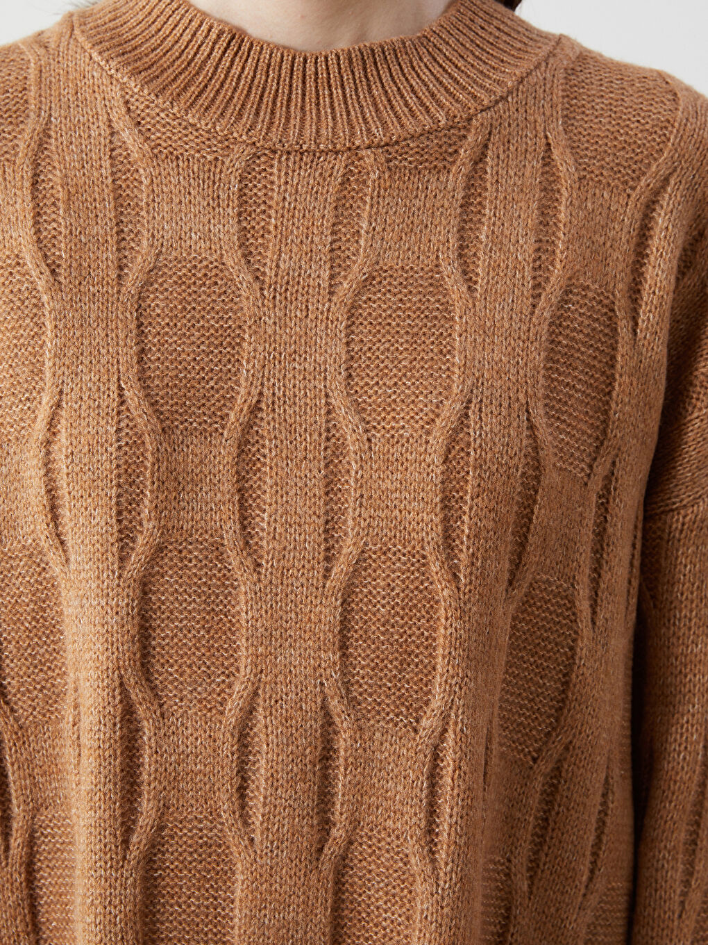 Half Turtleneck Self-Patterned Oversize Women's Knitwear Tunic -W4FC31Z8-VCB