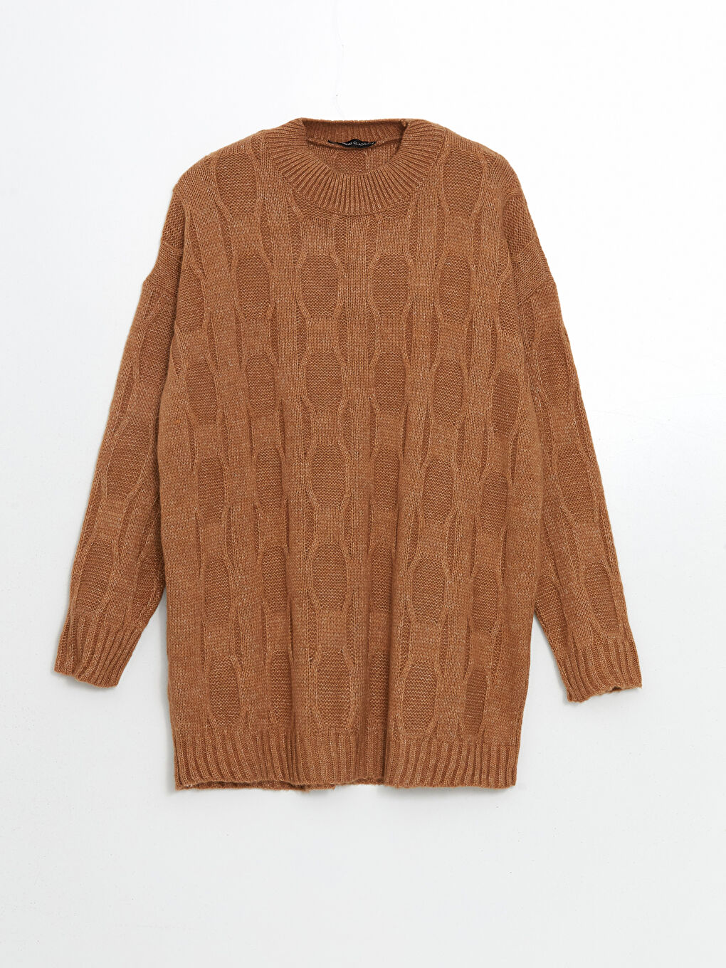 Half Turtleneck Self-Patterned Oversize Women's Knitwear Tunic -W4FC31Z8-VCB