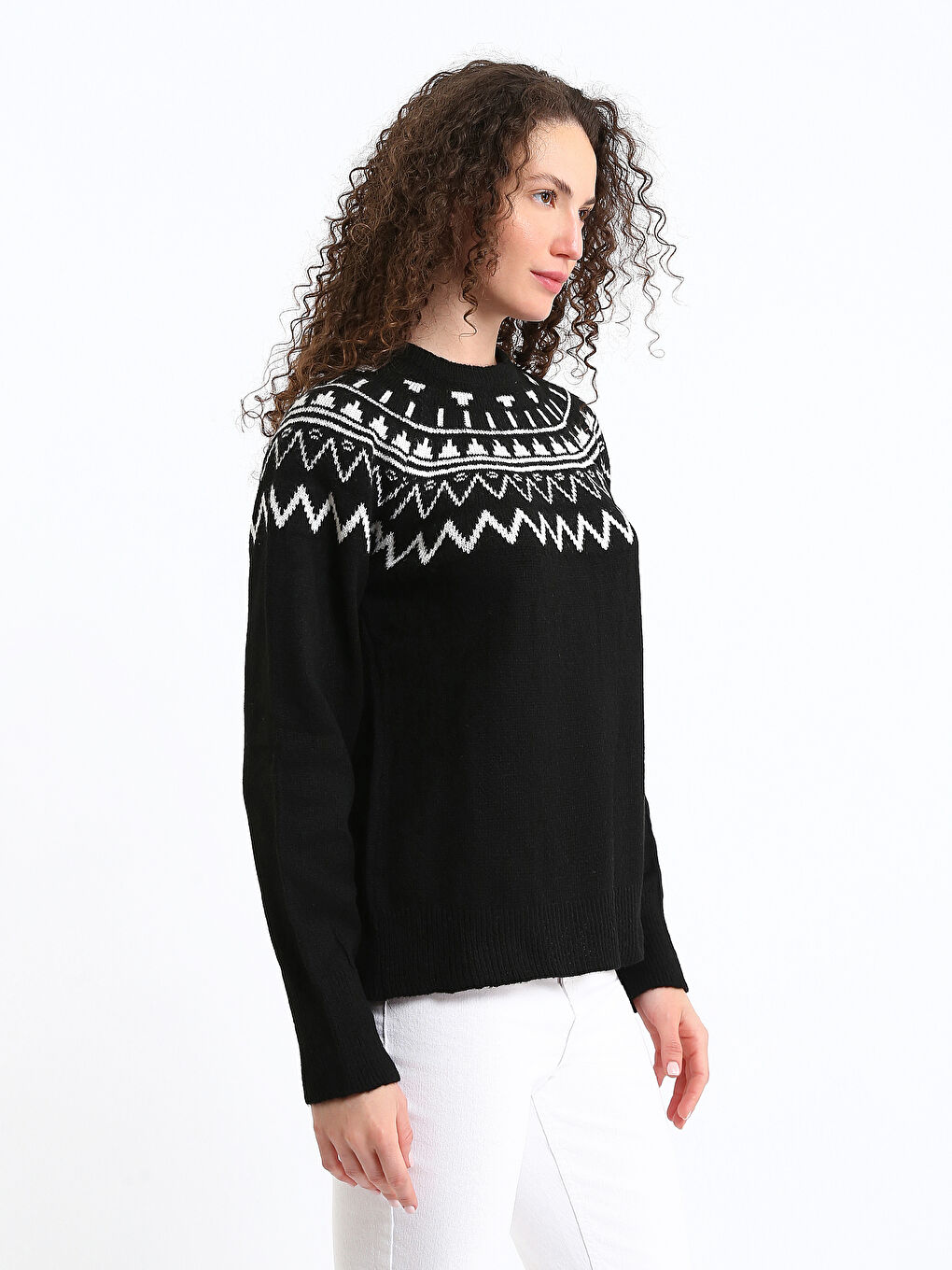 Pull-over en Tricot à Col Cheminée pour Femmes-3