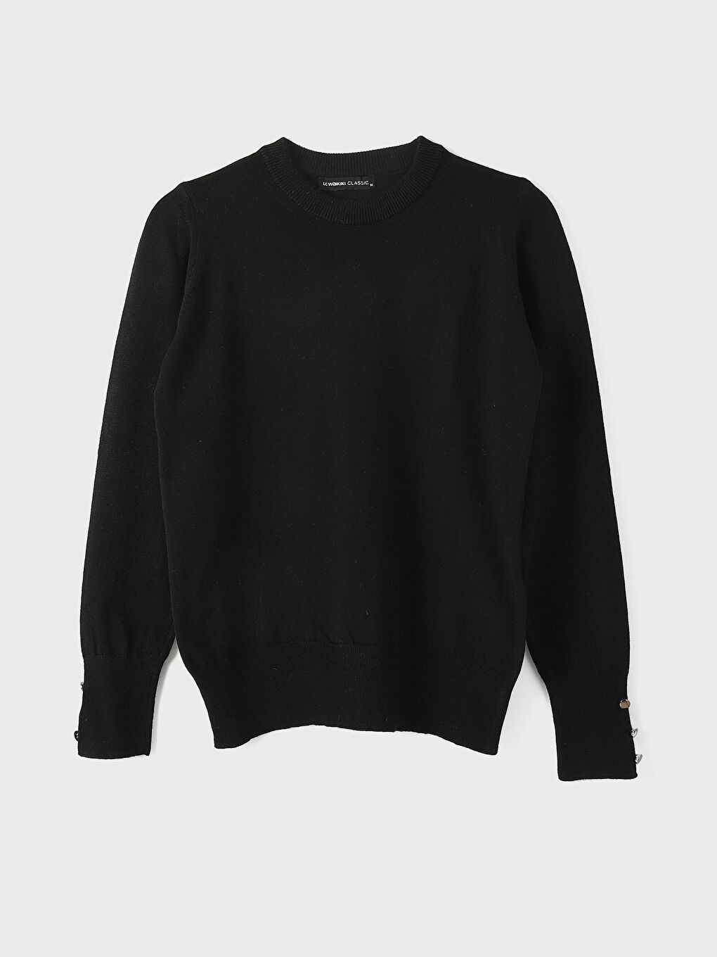 Pull-over en Tricot Uni à Col Rond et Manches Longues pour Femmes