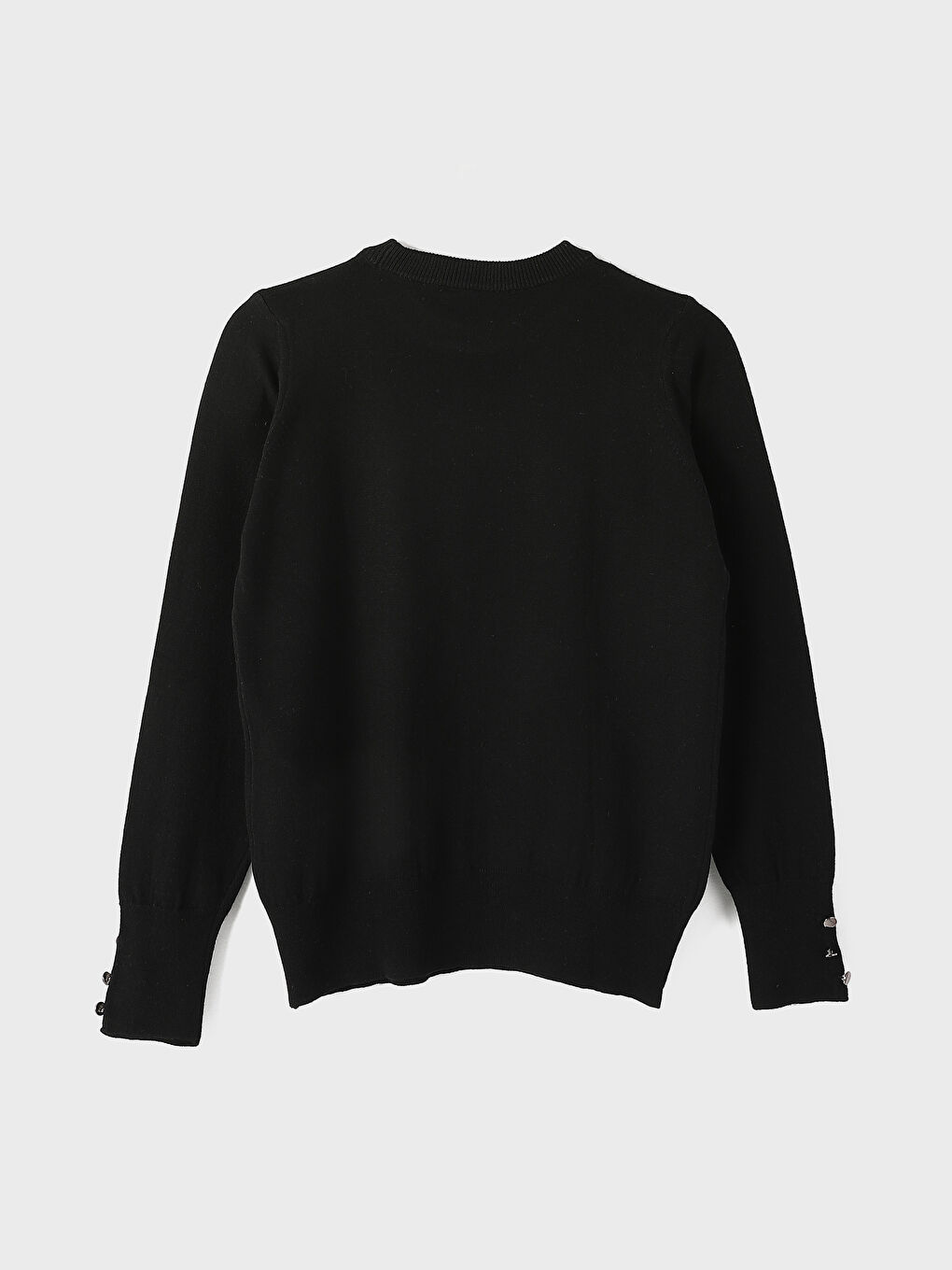 Pull-over en Tricot Uni à Col Rond et Manches Longues pour Femmes-1