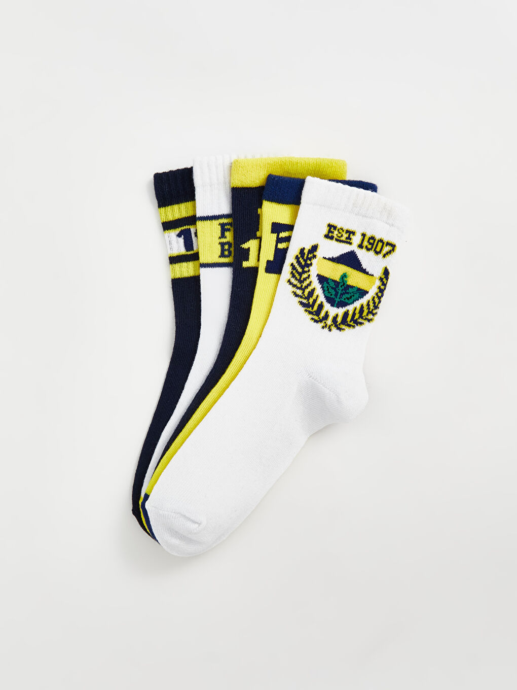 Karışık Fenerbahçe Desenli Erkek Çocuk Soket Çorap 5'li-2