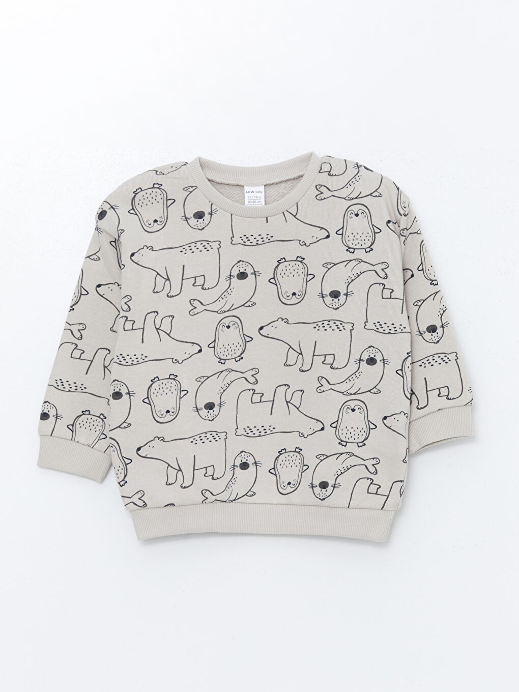 Gri Bisiklet Yaka Erkek Bebek Sweatshirt