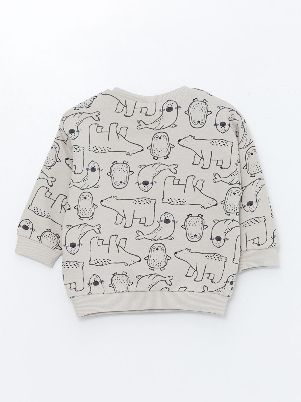 Gri Bisiklet Yaka Erkek Bebek Sweatshirt-2