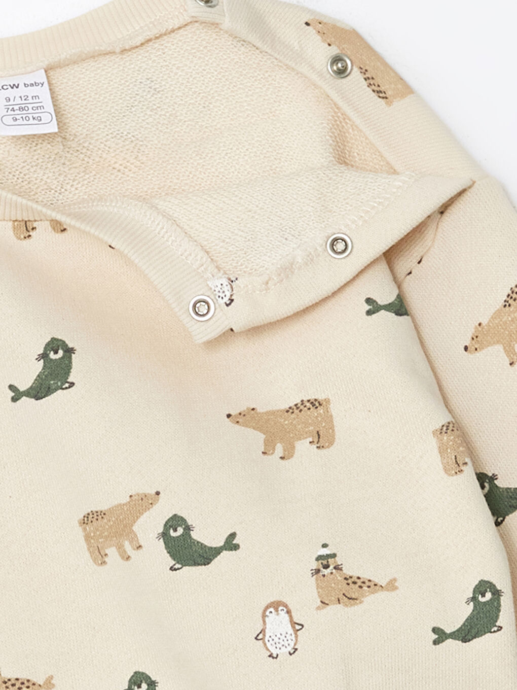 Ekru Bisiklet Yaka Erkek Bebek Sweatshirt-1