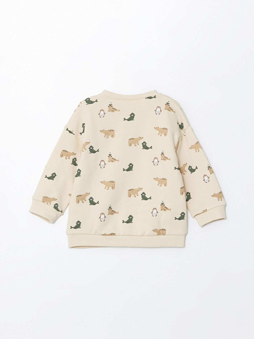 Ekru Bisiklet Yaka Erkek Bebek Sweatshirt-2