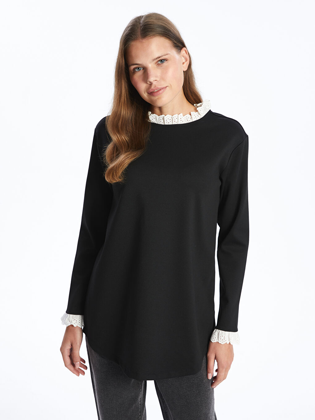 LCW Comfort Ruffled Funnel Neck Women's Tunic -W4FD79Z8-CVL