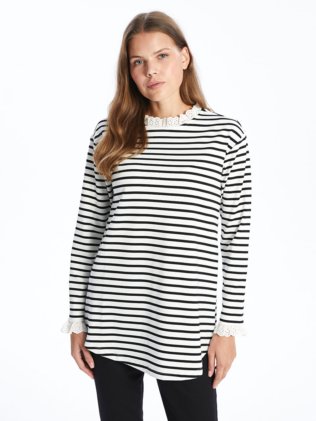 LCW Comfort Ruffled Funnel Neck Women's Tunic -W4FD79Z8-LEG