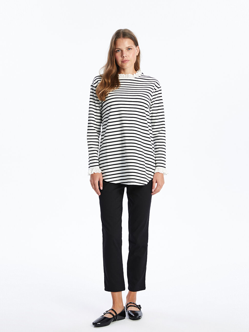 LCW Comfort Ruffled Funnel Neck Women's Tunic -W4FD79Z8-LEG