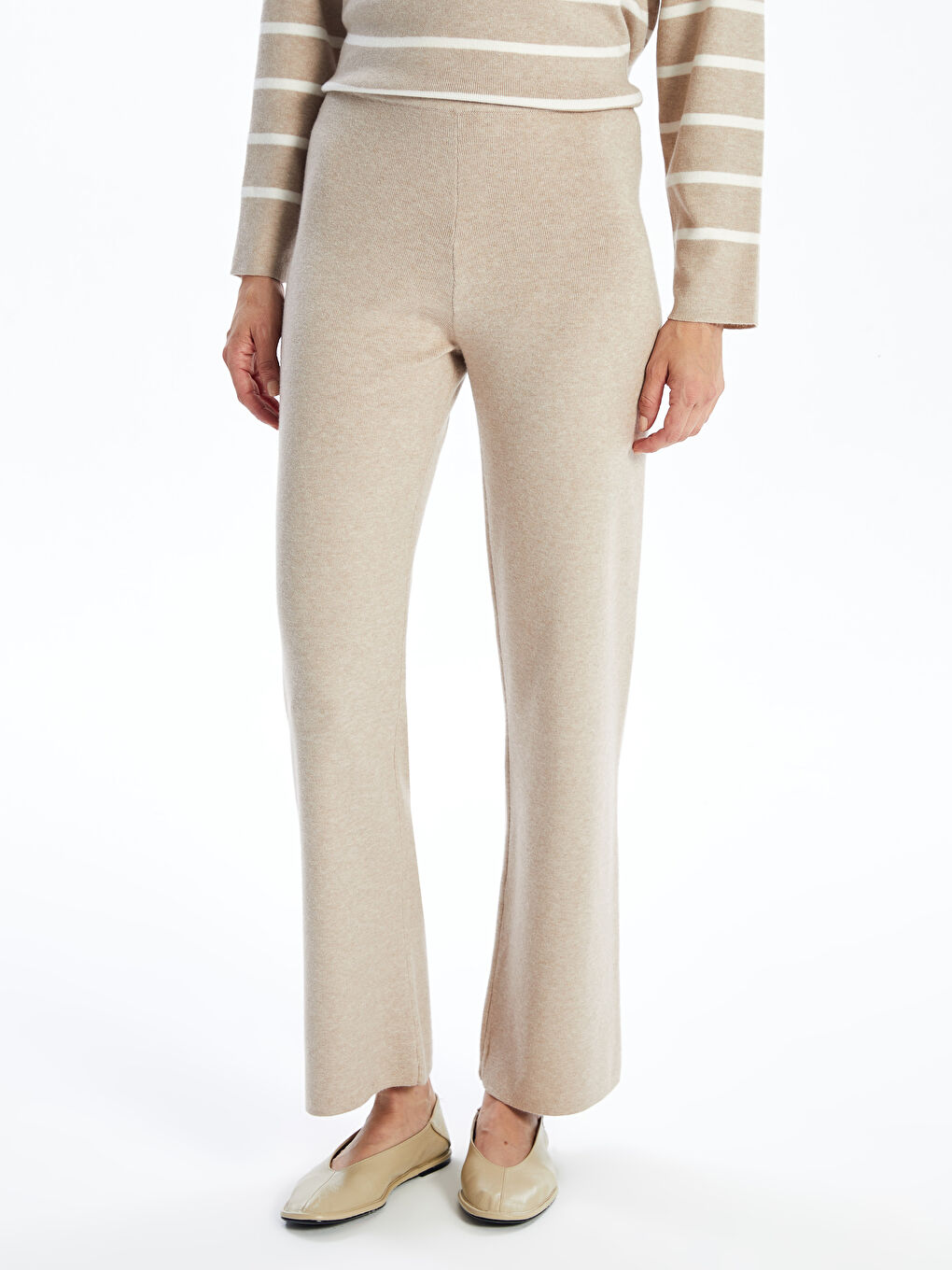 Elasticated Waist Women's Knitwear Trousers -W4FE02Z8-DCY