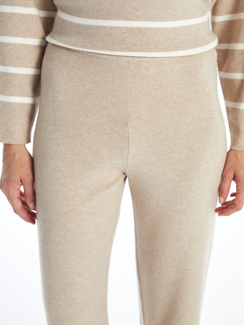 Elasticated Waist Women's Knitwear Trousers -W4FE02Z8-DCY