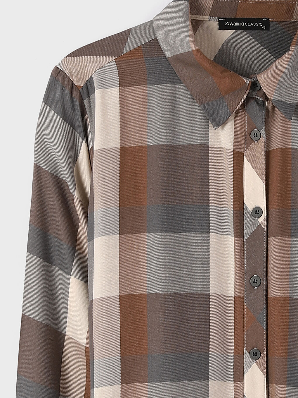 Plaid Long Sleeve Women's Shirt Tunic-2