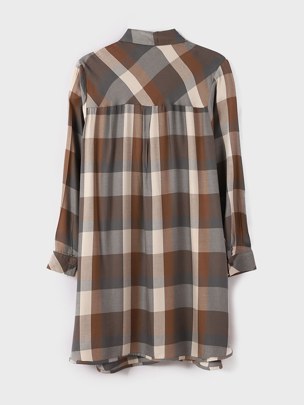 Plaid Long Sleeve Women's Shirt Tunic-1