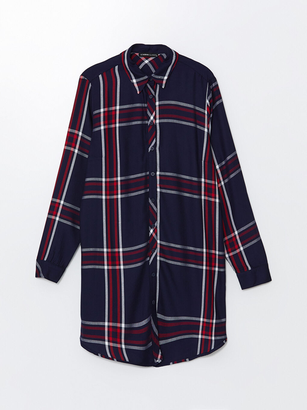 Plaid Long Sleeve Women's Shirt Tunic -W4FE21Z8-LN6