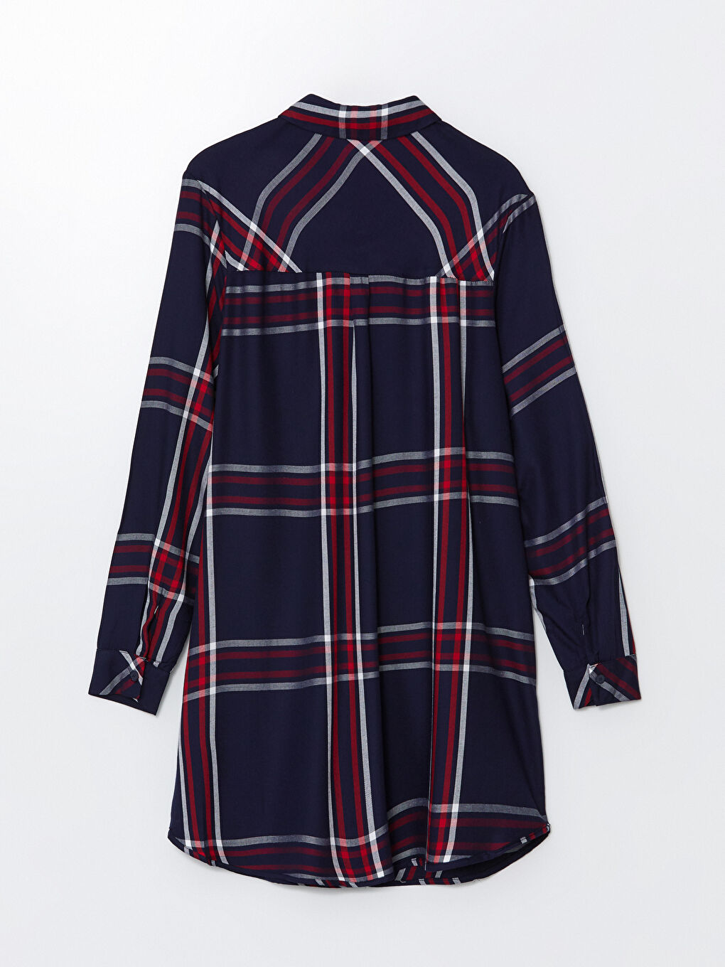 Plaid Long Sleeve Women's Shirt Tunic -W4FE21Z8-LN6
