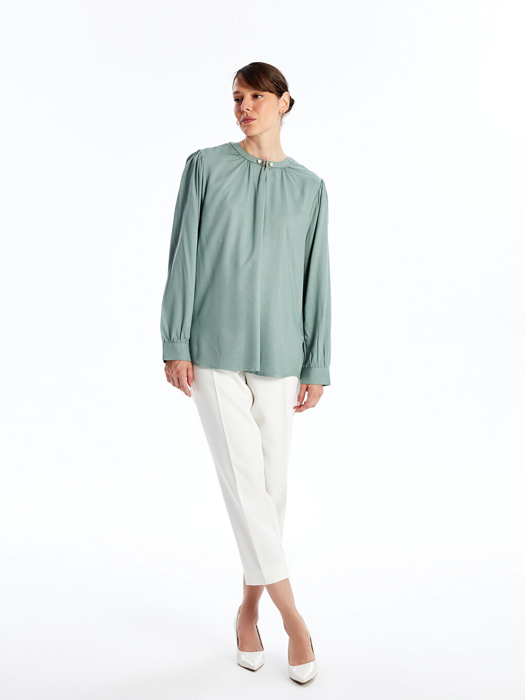 Crew Neck Women's Blouse-1