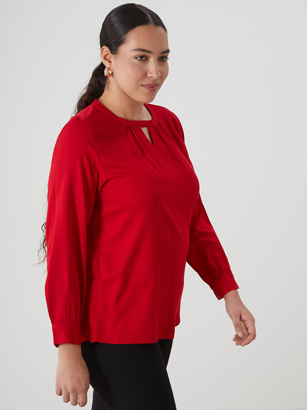 LCW Grace Women's Crew Neck Plain Blouse -W4FE28Z8-S9W