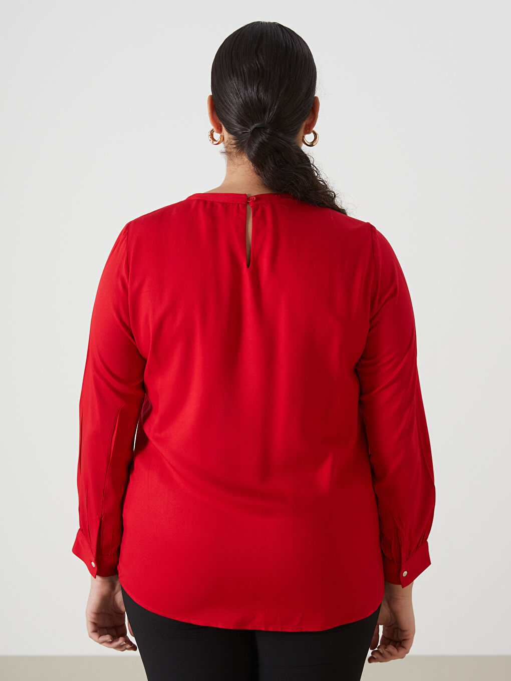 LCW Grace Women's Crew Neck Plain Blouse -W4FE28Z8-S9W