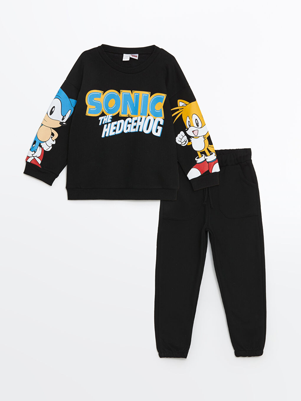 LCW Kids Siyah Sonic Baskılı Erkek Çocuk Sweatshirt ve Eşofman Alt 2'li