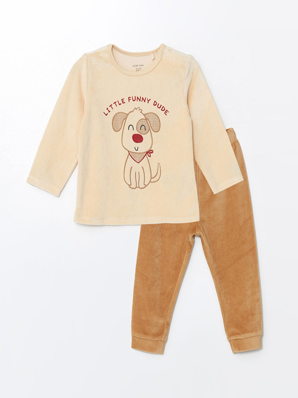 Crew Neck Velvet Baby Boys' Pyjama Set -W4FF14Z1-FYH