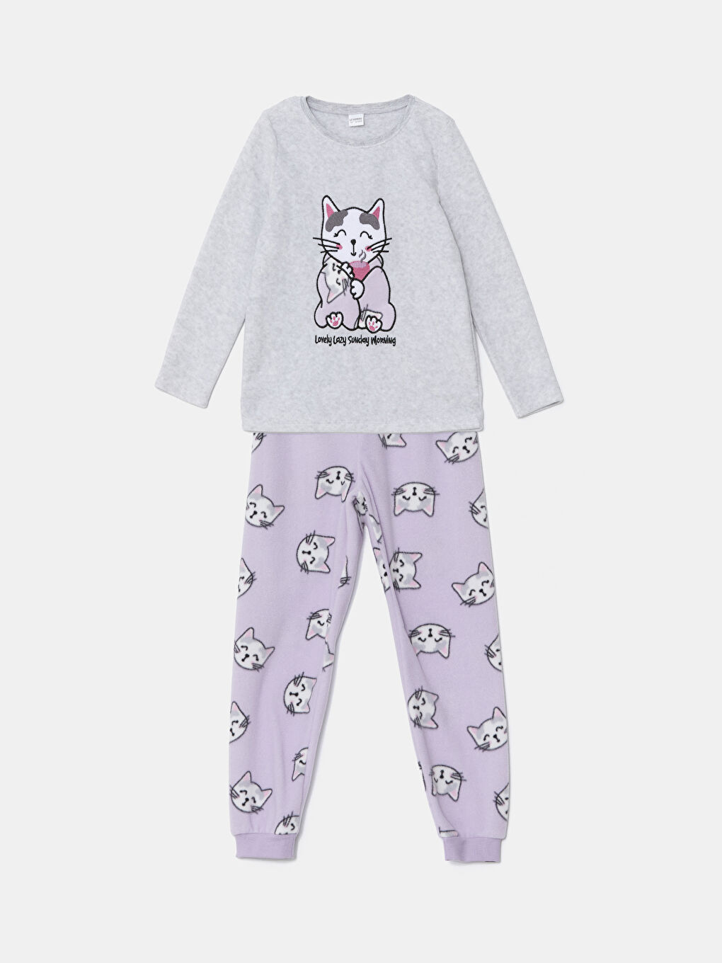 LCW Kids Pyjama-Set für Mädchen aus Polar mit Rundhalsausschnitt -W4FF63Z4-CT3