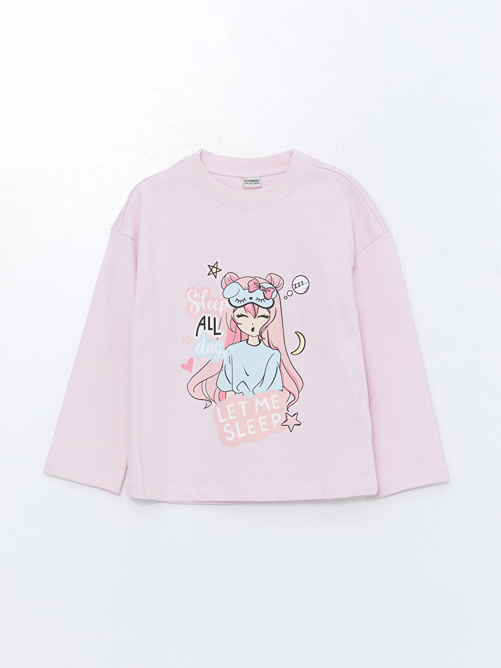 LCW Kids سێتی بیجامە قۆڵ درێژ چاپکراو یه‌خه‌ خڕ بۆ کچان -W4FF66Z4-QWM