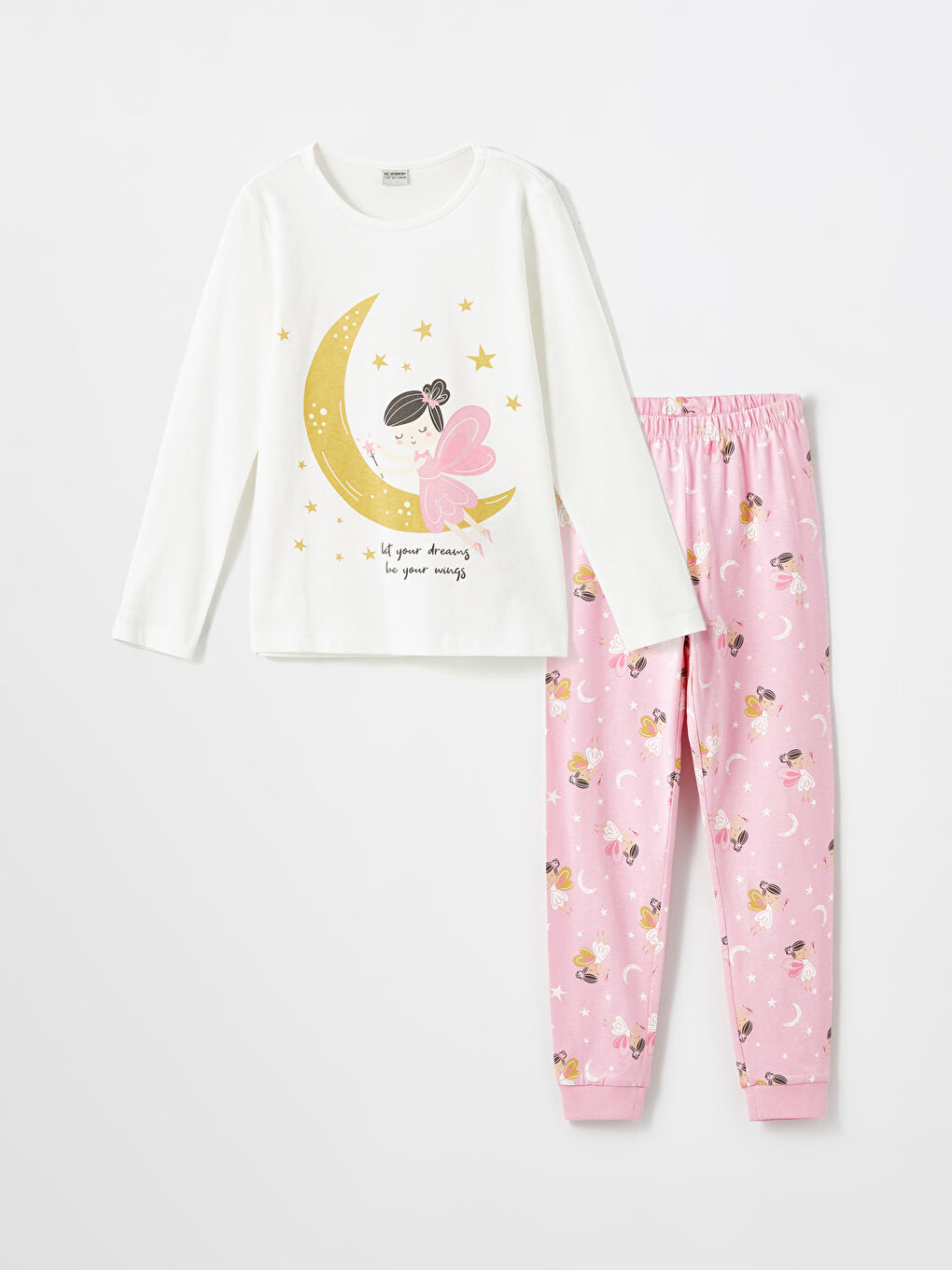 LCW Kids Комплект пижами за момичета с кръгло деколте -W4FF72Z4-EEW