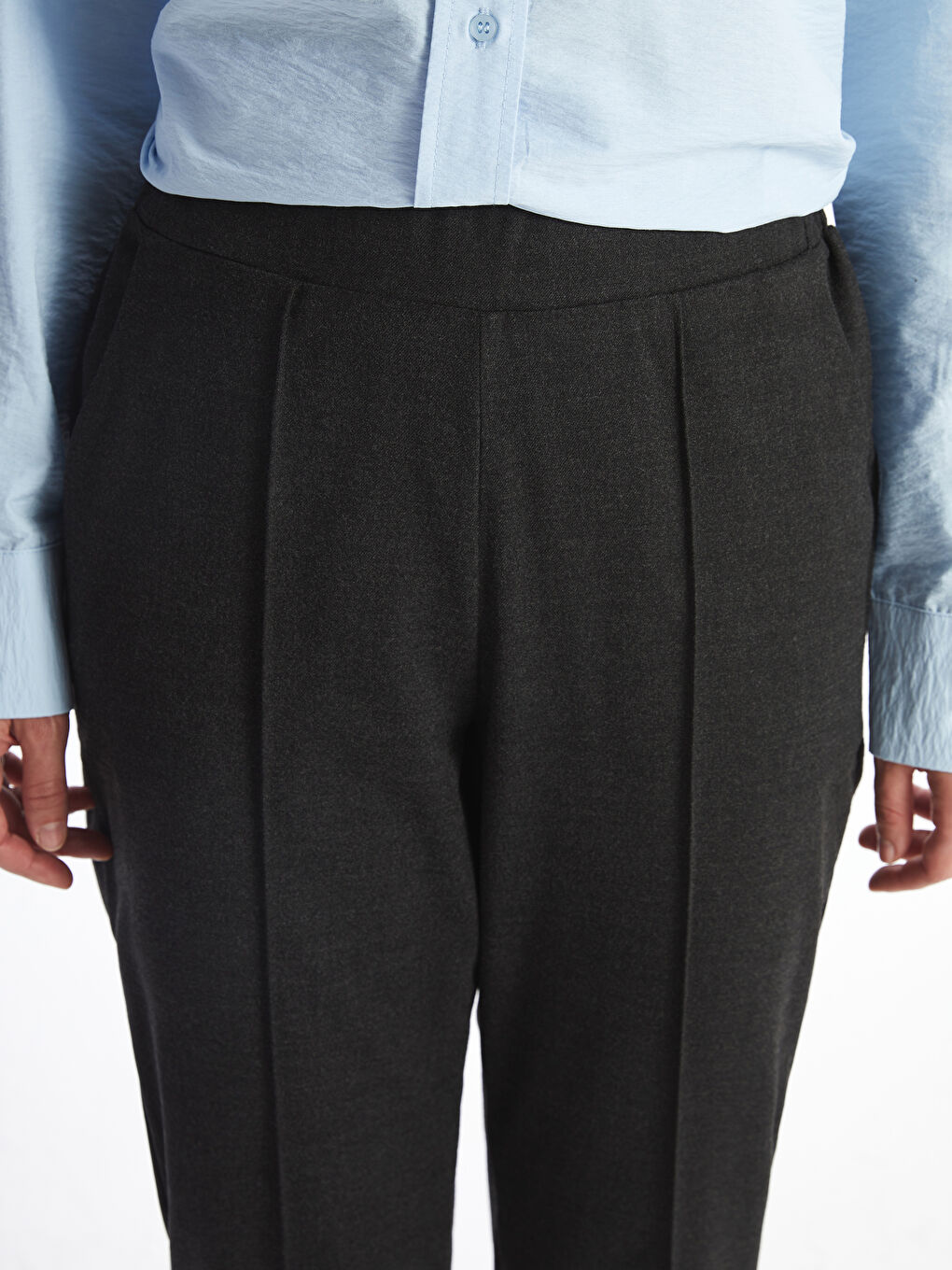 Elastic Waist Carrot Fit Women's Trousers -W4FF77Z8-L8N
