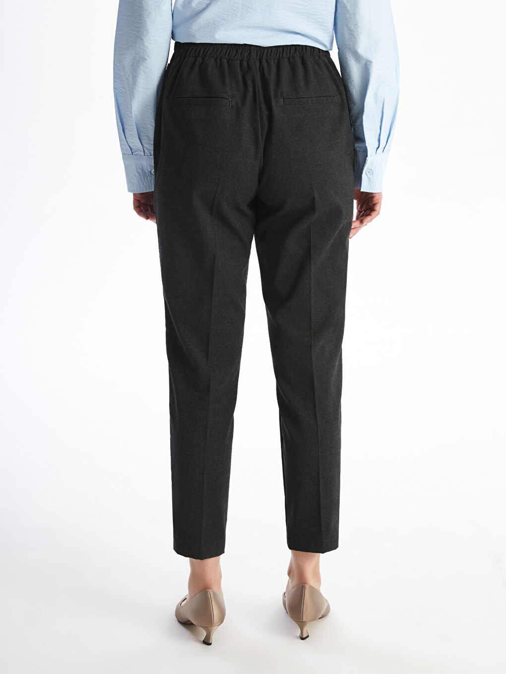 Elastic Waist Carrot Fit Women's Trousers -W4FF77Z8-L8N