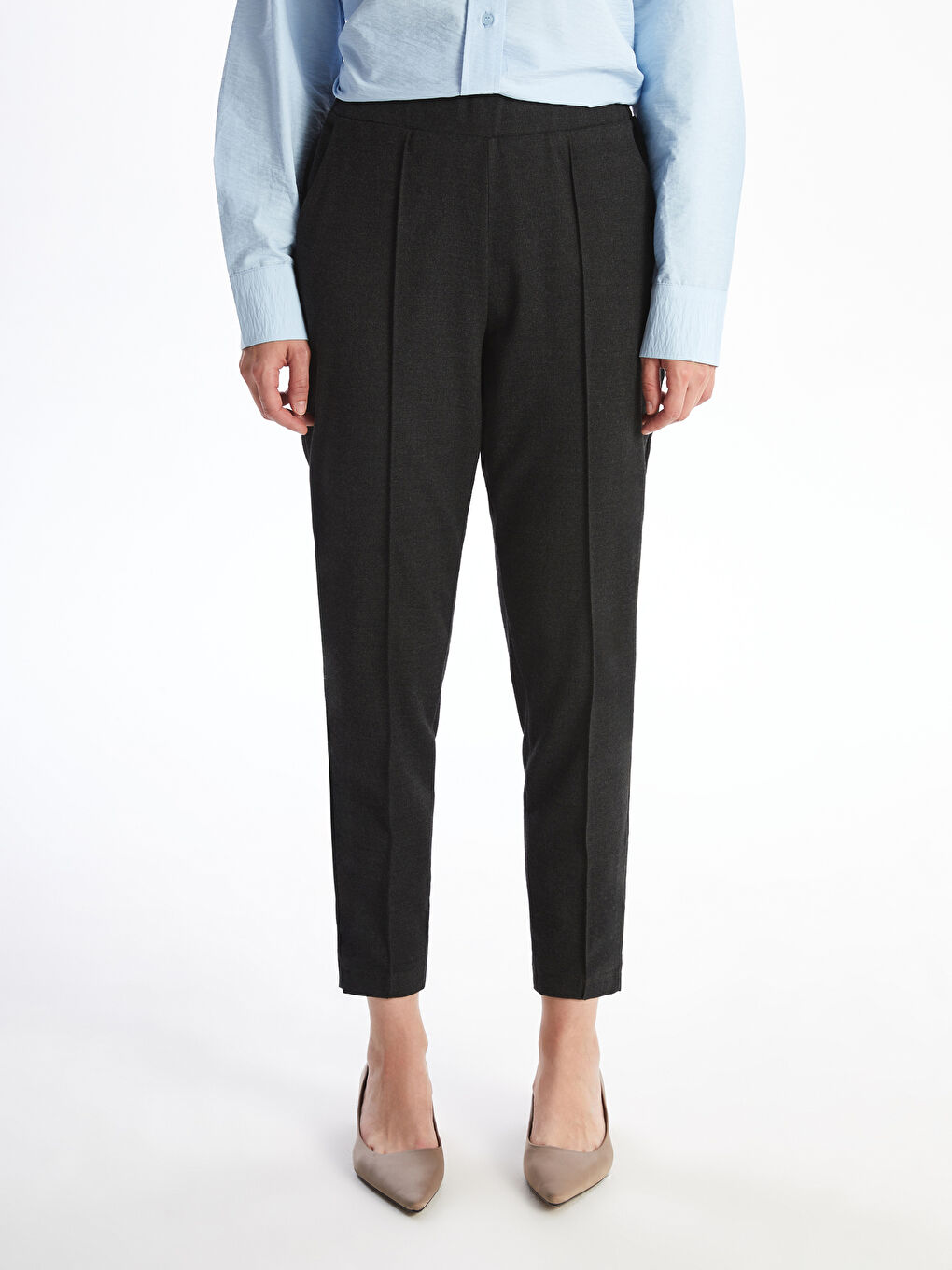 Elastic Waist Carrot Fit Women's Trousers -W4FF77Z8-L8N