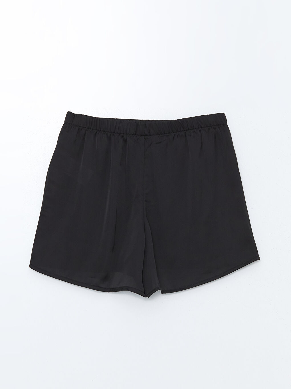 Siyah Beli Lastikli Saten Kadın Şort Pijama Altı-1