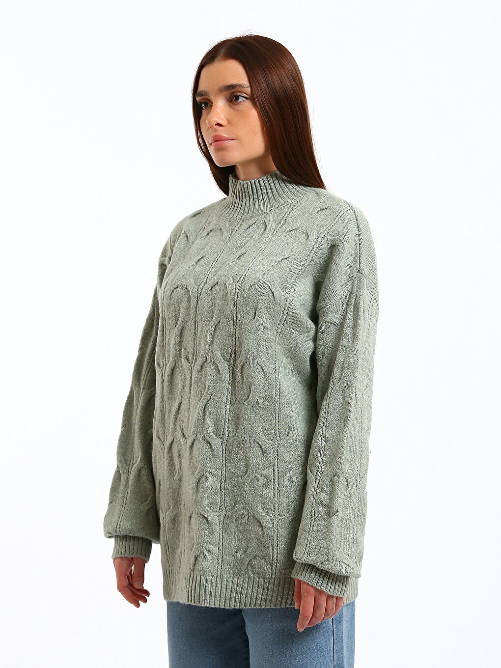 Pull-Over à Col Montant et Motifs à Manches Longues pour Femmes-3