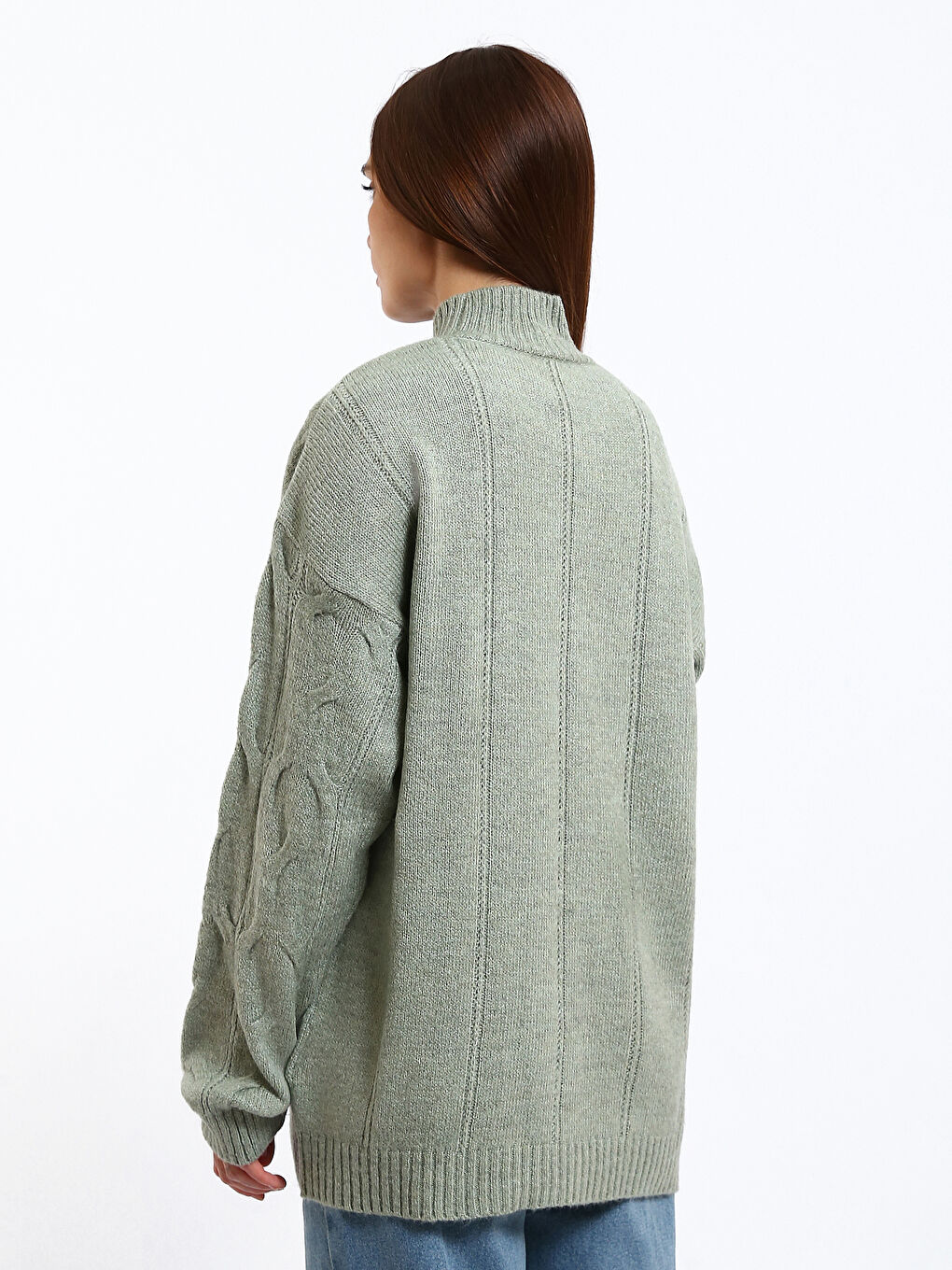 Pull-Over à Col Montant et Motifs à Manches Longues pour Femmes-4