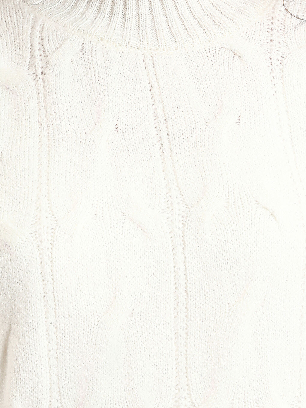 سترة كم طويل منقوشة بياقة هاي نيك وهمية للسيدات-2