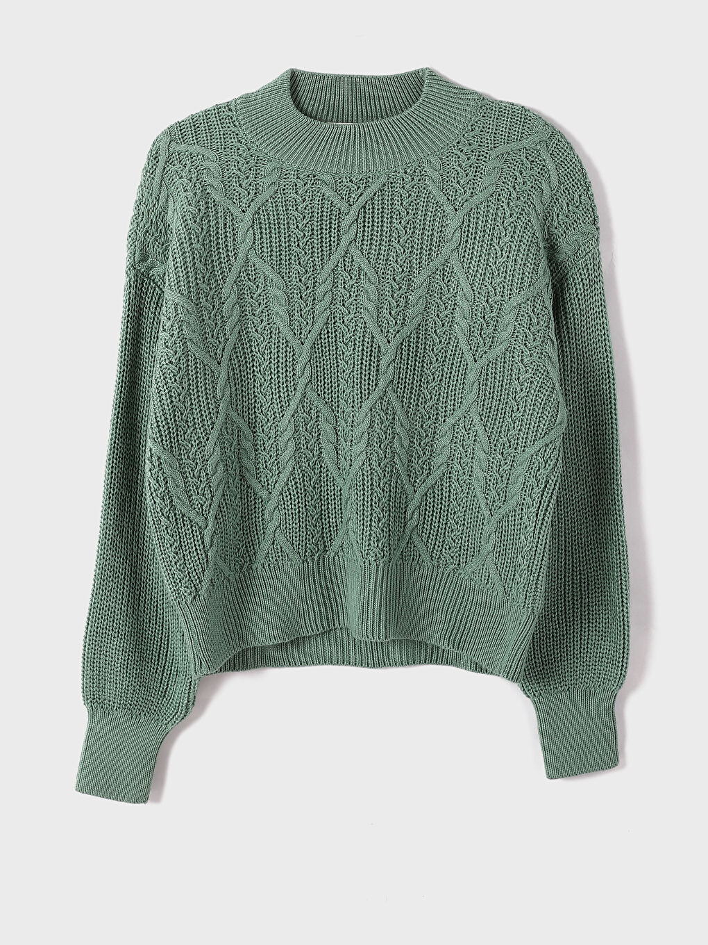 سترة تريكو بياقة هاي نيك منقوشة للسيدات